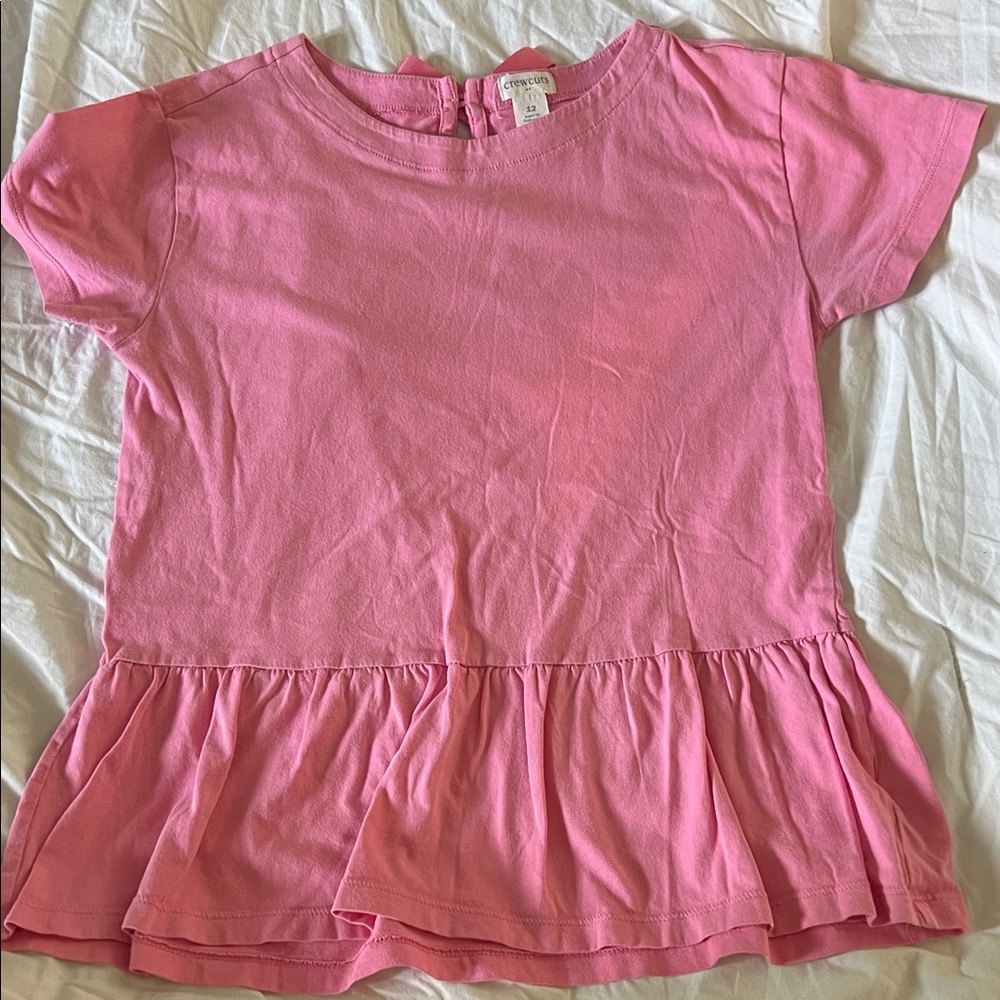 Crewcuts Pink Ruffle Hem Tee